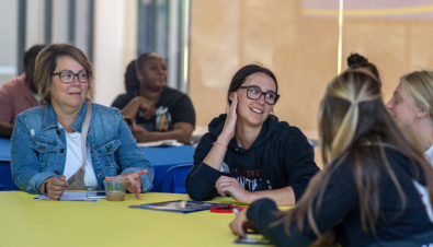 Two women attending visit day